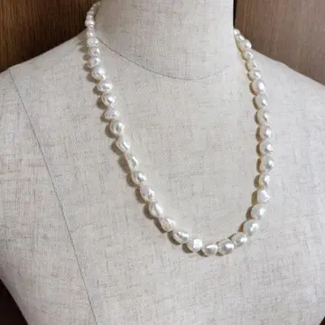 담수 진주 목걸이, 바로크 담수 진주 52cm, 전체 길이 58cm