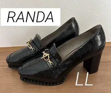 새상품급 RANDA 블랙 통굽 로퍼 LL 와이드 힐