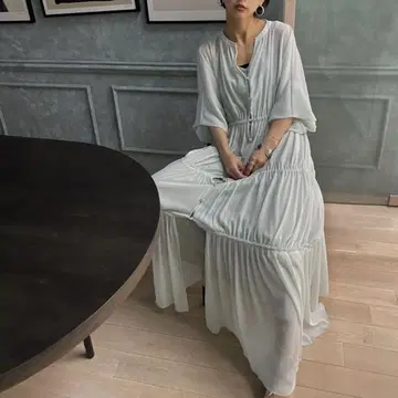 새상품급 Ameri VINTAGE SHEER TIERED DRESS S