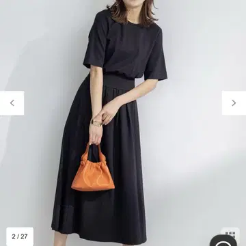 쿠미쿄쿠 아름다운 실루엣 폰치 원피스 롱 원피스 롱 블랙