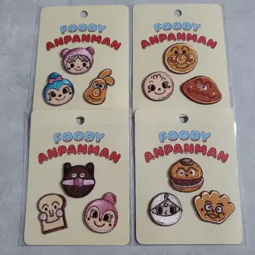 호빵맨 뮤지엄 한정판 씰 와펜 FOODY ANPANMAN 4종