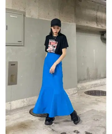 [ SLY ] 플레어 머메이드 스커트 블루