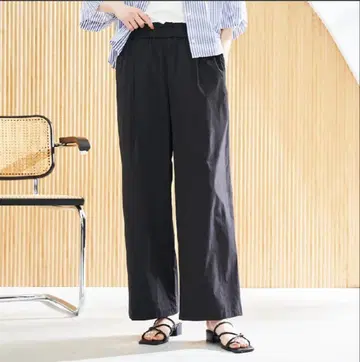 새상품 coen 코튼 터치 이지 와이드 팬츠 블랙 L