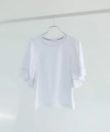 ESCAR 바이컬러 st 플레어 슬리브 TEE 화이트