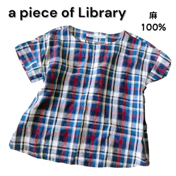 a piece of Library 린넨 100% 반팔 상의 블라우스