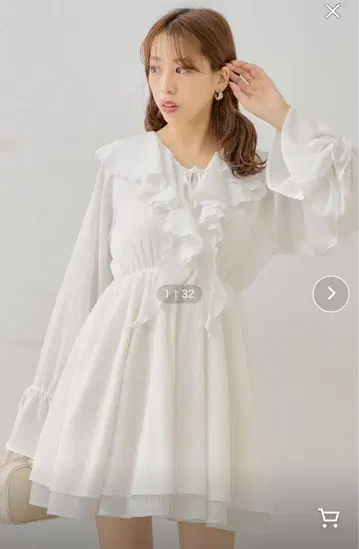 택 없음 치코 프릴 디자인 미니 원피스