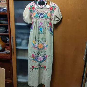 빈티지 멕시코 자수 롱 원피스 원피스