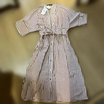 ZARA 린넨 스트라이프 원피스