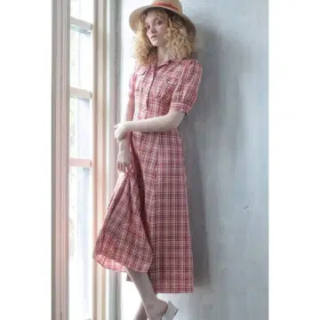 deicy 빨간색 체크 원피스