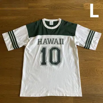 90s USA제 ALORE 풋볼 티셔츠 L 화이트 짙은 녹색 HAWAII