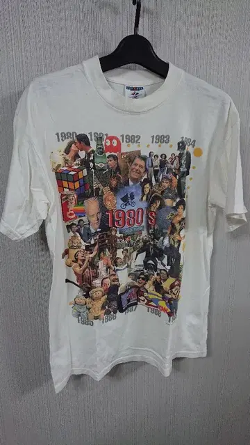 JERZEES 1980'S 히스토리 프린트 화이트 티셔츠 M
