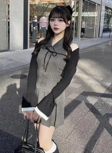 OLIVE des OLIVE 슬리브리스 셔츠 미니 원피스