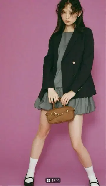 릴리 브라운 벌룬 미니 원피스