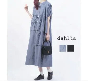 새상품급 dahl'ia 달리아 프릴 티어드 원피스 인디고