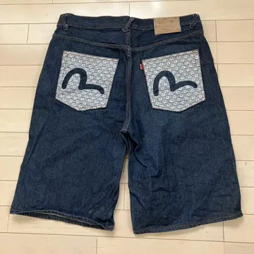6.30 EVISU 에비수 데님 숏 팬츠 네이비 36
