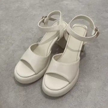 헤더 heathnr 화이트 오픈토 샌들 와이드 힐