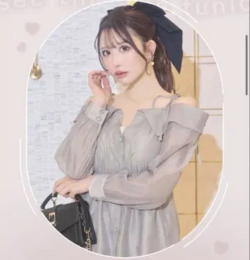 시스루 오프숄더 튜닉 그레이