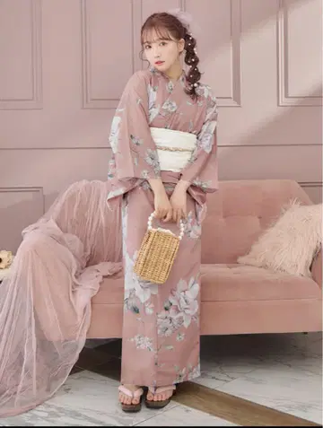 성인 스위트/핑크 바탕에 플라워 유카타