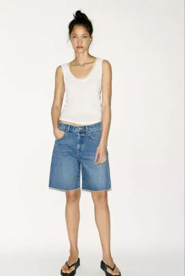 새상품 ZARA TRF 데님 숏팬츠 벨트 루프 38