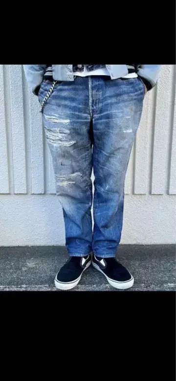 US 산겐자야 Fake Vintage Denim Easy Pant