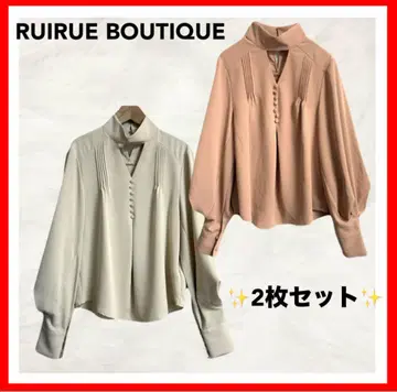 RUIRUE BOUTIQUE 블라우스 2매 세트 턱 슬리브 블라우스