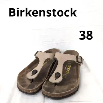 230 Birkenstock 베이지 플립플랍 38