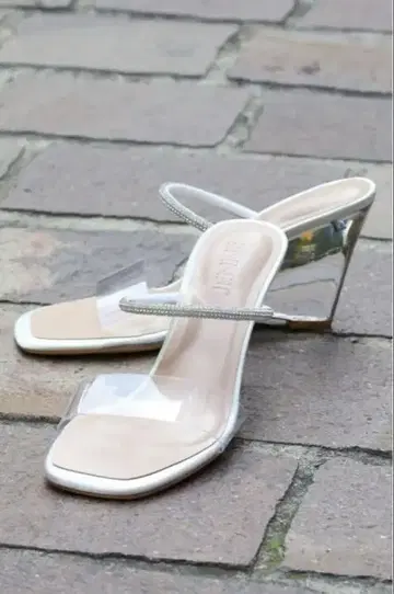 클리어 베이지 웨지 샌들 25cm