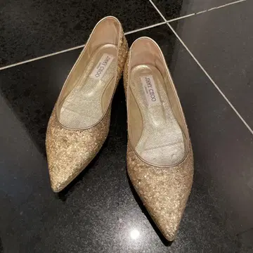 JIMMY CHOO 골드 플랫 슈즈