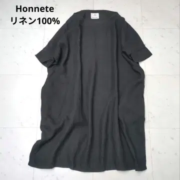 Honnete/오네트/린넨 원피스/블랙/반팔 원피스