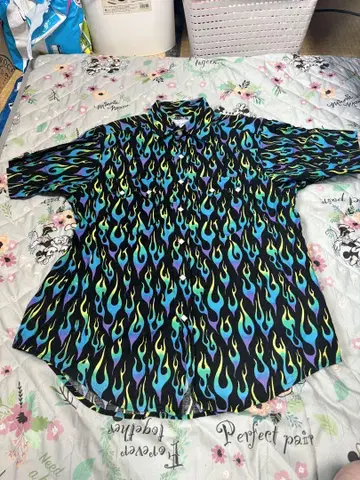 파이어 패턴 패턴 셔츠 80s usa제 구제 의류 used
