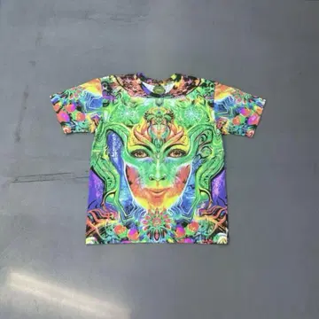 90s SPACE TRIVE 레이브 계열 올 패턴 반팔 티셔츠 티셔츠