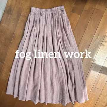 린넨 100% 핑크 롱 스커트