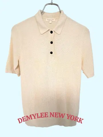 DEMYLEE NEW YORK 실크 혼방 반팔 피케 셔츠 S 크림