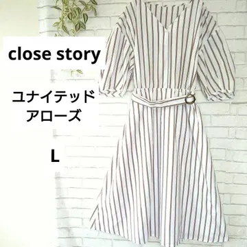 United Arrows 스트라이프 셔츠 원피스 반팔 벨트 포함 F