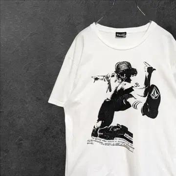 VOLCOM 아트 그래픽 티셔츠 화이트 L 사이즈 스트릿 스케이터 스타일
