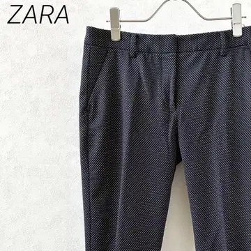 ZARA 슬랙스 테이퍼드 팬츠 센터 프레스 포켓 부착 도트 무늬