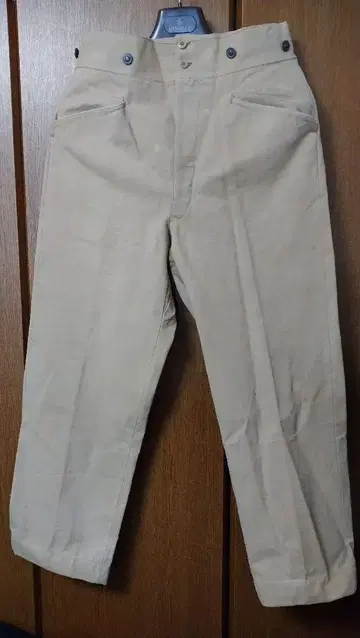 30년대 프렌치 빈티지 덕 패브릭 헌팅 팬츠 신치 벨트