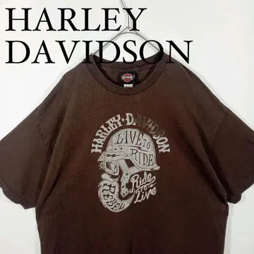 HARLEY DAVIDSON 브라운 티셔츠 양면 프린트 2XL