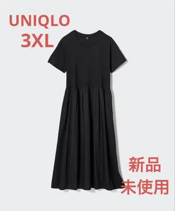 유니클로 콤비네이션 플레어 원피스 3XL 블랙 미사용 새상품