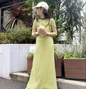 HELLO.SANFRANCISCO Tee 포함 보더 캐미 원피스