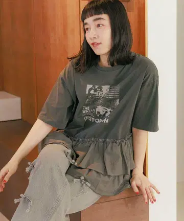 니코앤드 천 콤비 프릴 락 티셔츠