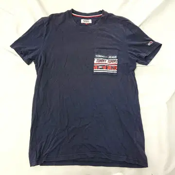 TOMMY JEANS 네이비 반팔 포켓 티셔츠 M