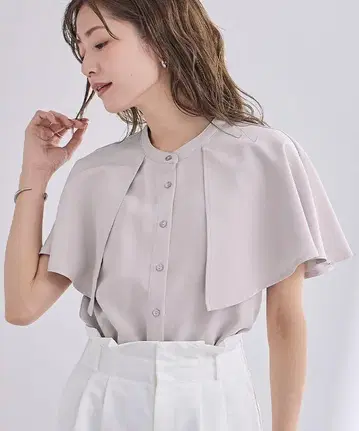 유어스 케이프 블라우스 라이트 그레이