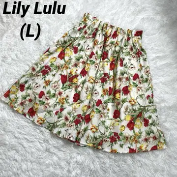 Lily Lulu 릴리루 꽃무늬 플레어 스커트 L 걸리시 페미닌