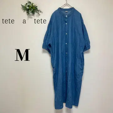 tete a tete (M) 롱 원피스 반팔 포켓 코튼 무지