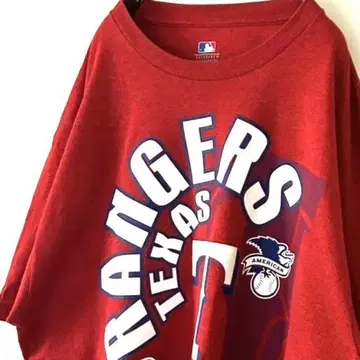 MLB 레인저스 텍사스 베이스볼 티셔츠 XL 레드 빨간색 구제 의류