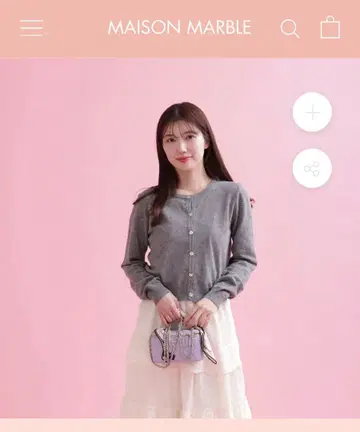 [1회 사용] 메종 마블 가디건 그레이 꽃무늬 퍼플 냉방병 예방