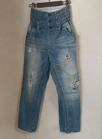 오샤레 워커 데미지 데님 허리밴딩 프리 사이즈