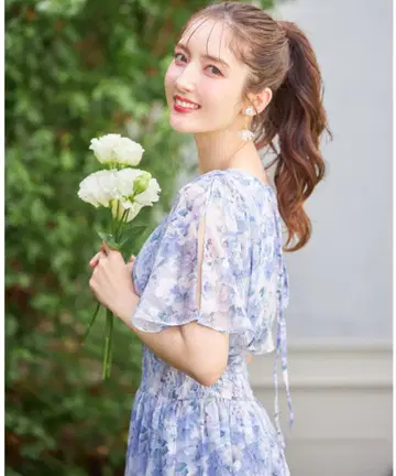 tocco closet 뒷면 리본 포함 허리 셔링 시어 원피스 M