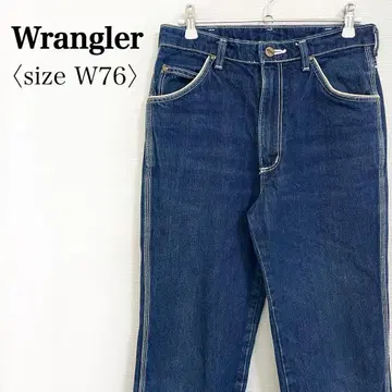 Wrangler 일본제 W76 빈티지 스트레이트 데님 자수 로고 남성용